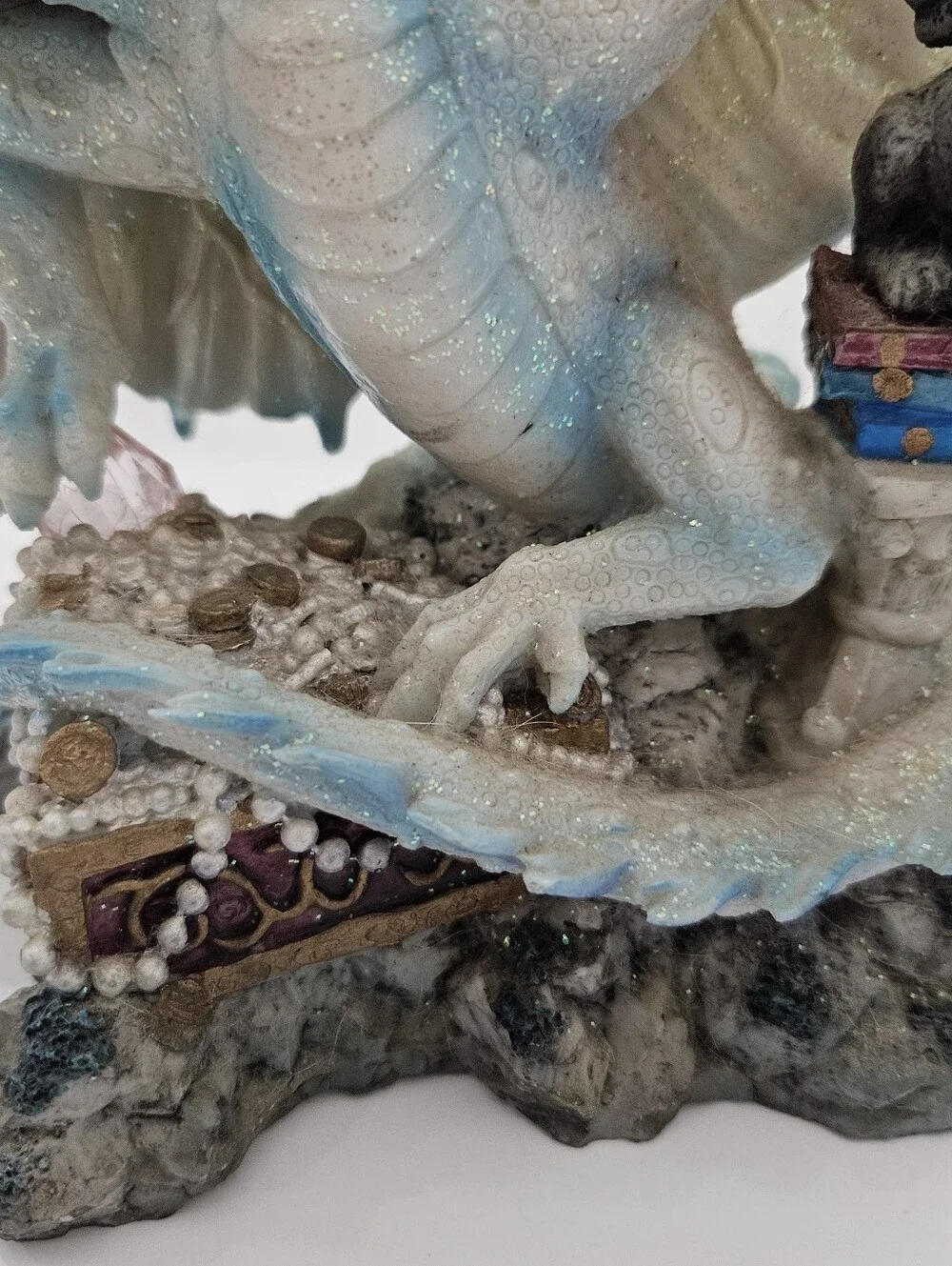 Vintage Two Headed Ice Dragon Statue with Gargoyle & Spell Books